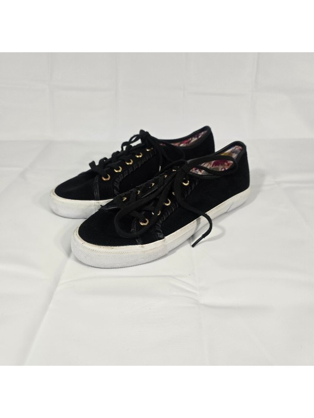 Jack Rogers Carter Sneaker Shoes Women Size 6.5 Black Low Top Lace Up Casual
